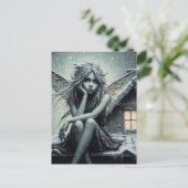 Een schattige geïrriteerde winterfee briefkaart (Staand voorkant)