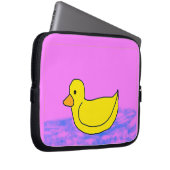 een schattige gele eend op roze Electronics Bag Laptop Sleeve (Voorkant Rechts)