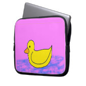 een schattige gele eend op roze Electronics Bag Laptop Sleeve (Voorkant Links)