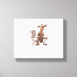 Een Schattige Giraf in Pyjama die op een Toilet Zi Canvas Afdruk
