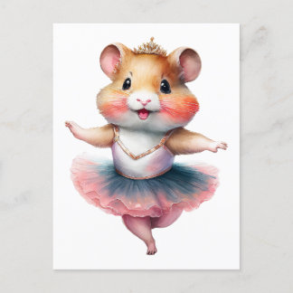 Een schattige hamsterballerina danst ballet. Water Feestdagenkaart