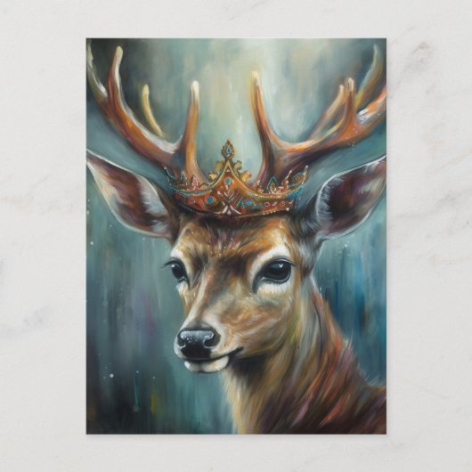 Een Schattige Hert met een kroon Briefkaart (Voorkant)