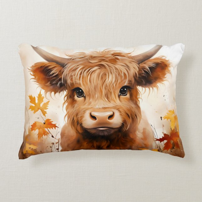 Een Schattige Highland Koe Series Design 1 Accent Kussen (Voorkant)