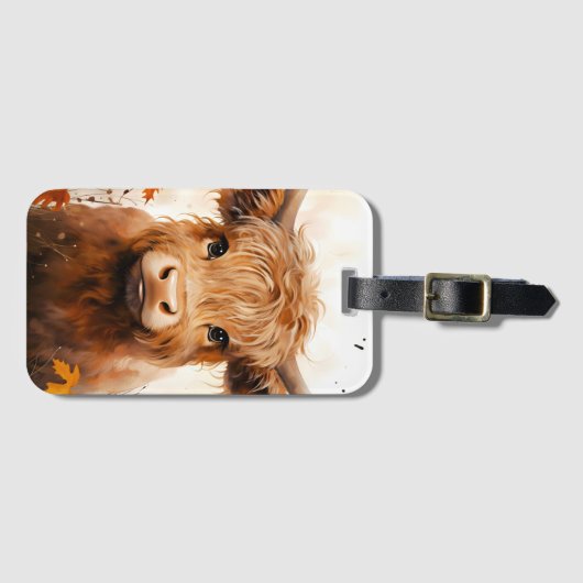 Een Schattige Highland Koe Series Design 1 Bagagelabel (Voorkant (horizontaal))
