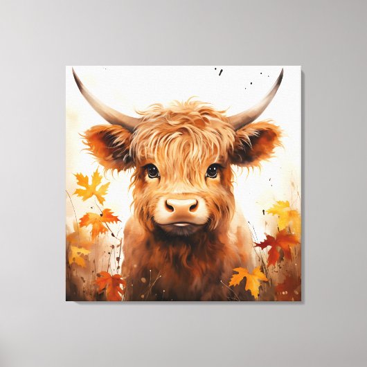 Een Schattige Highland Koe Series Design 1 Canvas Afdruk (Voorkant)