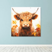 Een Schattige Highland Koe Series Design 1 Canvas Afdruk (Insitu (Houten vloer))