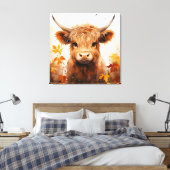 Een Schattige Highland Koe Series Design 1 Canvas Afdruk (Insitu (Slaapkamer))