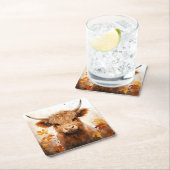 Een Schattige Highland Koe Series Design 1 Kartonnen Onderzetters (Insitu)