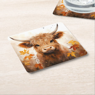 Een Schattige Highland Koe Series Design 1 Kartonnen Onderzetters