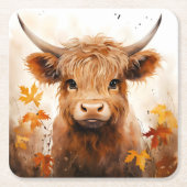 Een Schattige Highland Koe Series Design 1 Kartonnen Onderzetters (Voorkant)