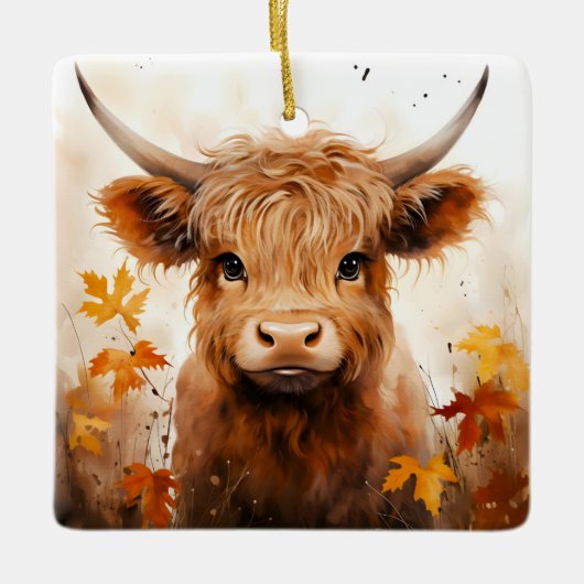 Een Schattige Highland Koe Series Design 1 Keramisch Ornament (Voorkant)