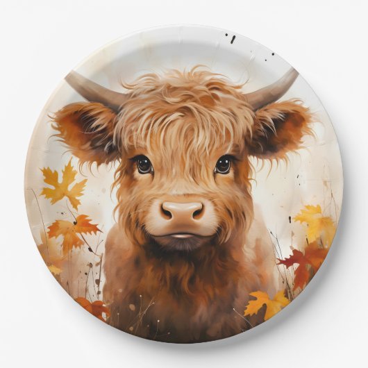 Een Schattige Highland Koe Series Design 1 Papieren Bordje (Voorkant)
