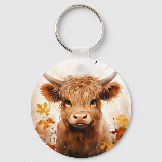 Een Schattige Highland Koe Series Design 1 Sleutelhanger (Voorkant)