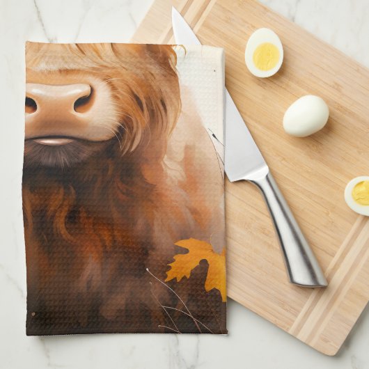 Een Schattige Highland Koe Series Design 1 Theedoek (Quarter Fold)