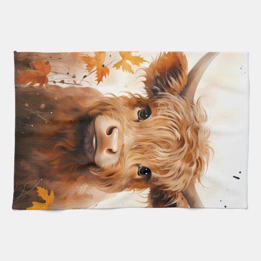 Een Schattige Highland Koe Series Design 1 Theedoek (Horizontaal)