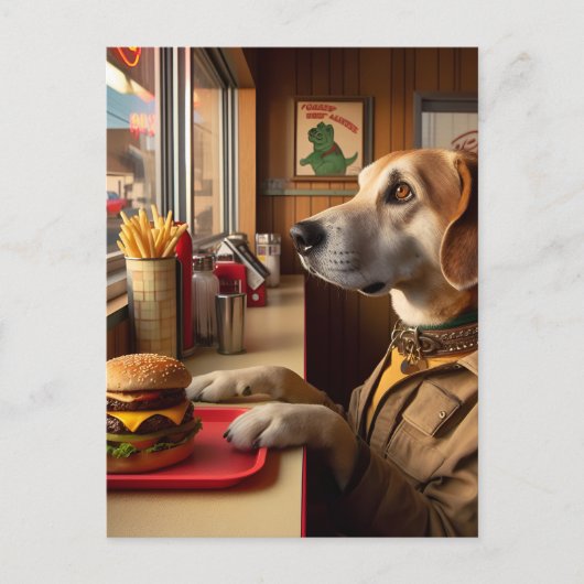 Een schattige hond bij het Diner Briefkaart (Voorkant)