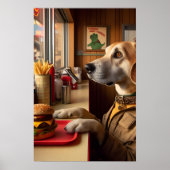 Een schattige hond bij het Diner Poster (Voorkant)