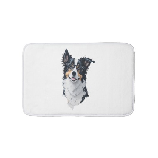 Een schattige hond Border Collie Badmat (Voorkant)