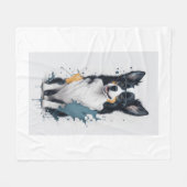 Een schattige hond Border Collie Fleece Deken (Voorkant (Horizontaal))