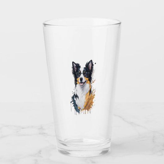 Een schattige hond Border Collie Glas (Voorkant)