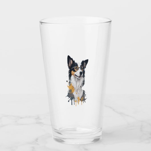 Een schattige hond Border Collie Glas (Voorkant)