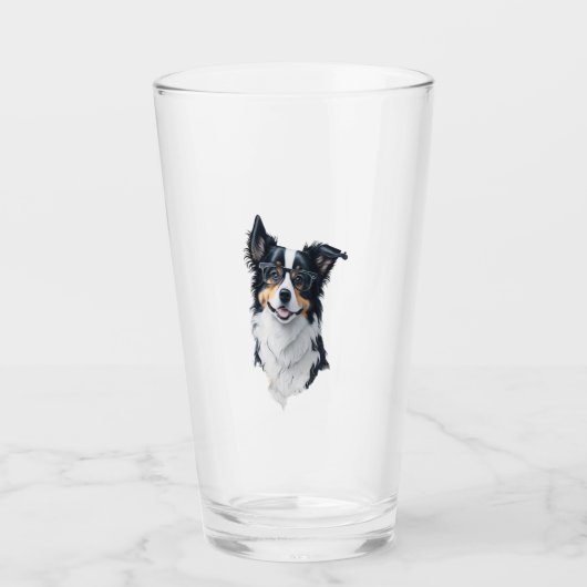 Een schattige hond Border Collie Glas (Voorkant)