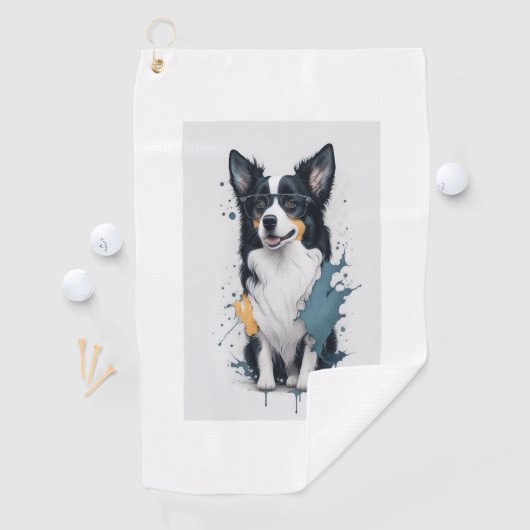 Een schattige hond Border Collie Golfhanddoek (Insitu)