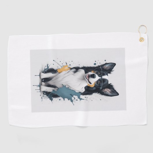 Een schattige hond Border Collie Golfhanddoek (Horizontaal)