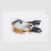 Een schattige hond Border Collie Golfhanddoek (Horizontaal)