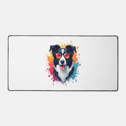 Een schattige hond Border Collie [RB#10009] Bureaumat (Voorkant)