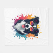 Een schattige hond Border Collie [RB#10009] Fleece Deken (Voorkant (Horizontaal))