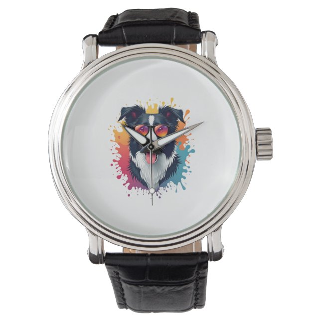 Een schattige hond Border Collie [RB#10009] Horloge (Voorkant)