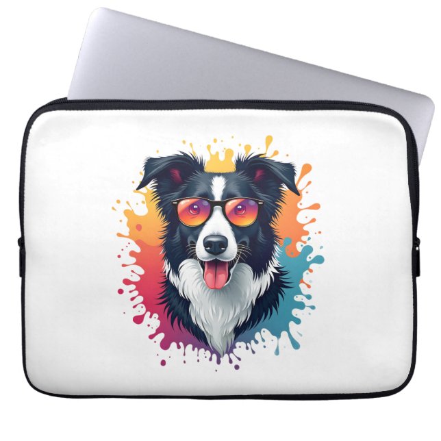 Een schattige hond Border Collie [RB#10009] Laptop Sleeve (Voorkant)