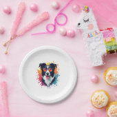Een schattige hond Border Collie [RB#10009] Papieren Bordje (Feest)