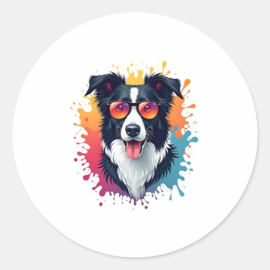 Een schattige hond Border Collie [RB#10009] Ronde Sticker (Voorkant)