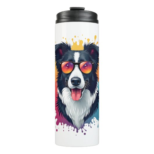 Een schattige hond Border Collie [RB#10009] Thermosbeker (Voorkant)