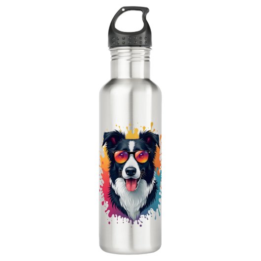 Een schattige hond Border Collie [RB#10009] Waterfles (Voorkant)