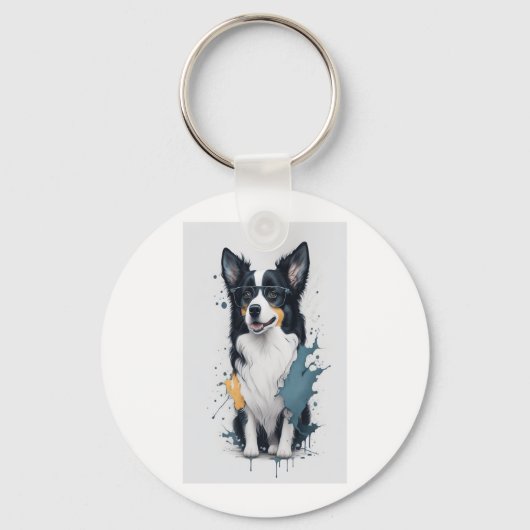 Een schattige hond Border Collie [RB#10011] Sleutelhanger (Voorkant)