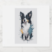 Een schattige hond Border Collie [RB#10011] Sparkling Wijnetiket (Enkel label)