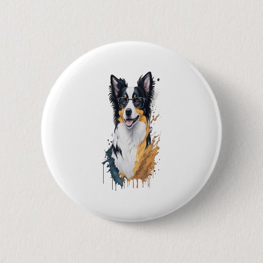Een schattige hond Border Collie Ronde Button 5,7 Cm (Voorkant)