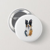 Een schattige hond Border Collie Ronde Button 5,7 Cm (Voorkant /achterkant)