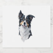 Een schattige hond Border Collie Sparkling Wijnetiket (Enkel label)