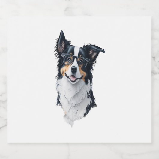 Een schattige hond Border Collie Sparkling Wijnetiket (Enkel label)