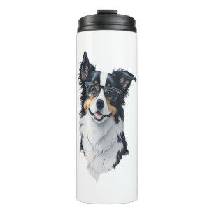 Een schattige hond Border Collie Thermosbeker