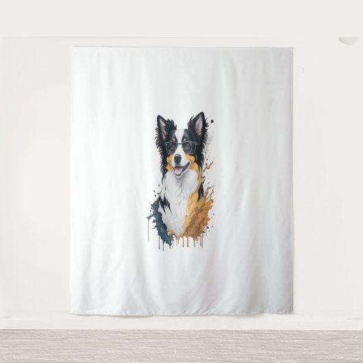 Een schattige hond Border Collie Wandkleed (Voorkant)