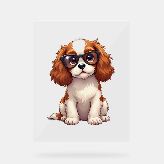Een schattige hond King Charles Spaniel Acryl Bord (Voorkant)