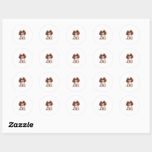 Een schattige hond King Charles Spaniel COPY Ronde Sticker (Vel)