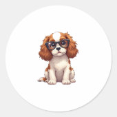 Een schattige hond King Charles Spaniel COPY Ronde Sticker (Voorkant)