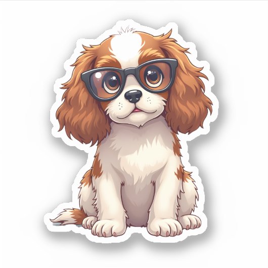 Een schattige hond King Charles Spaniel COPY Sticker (Voorkant)