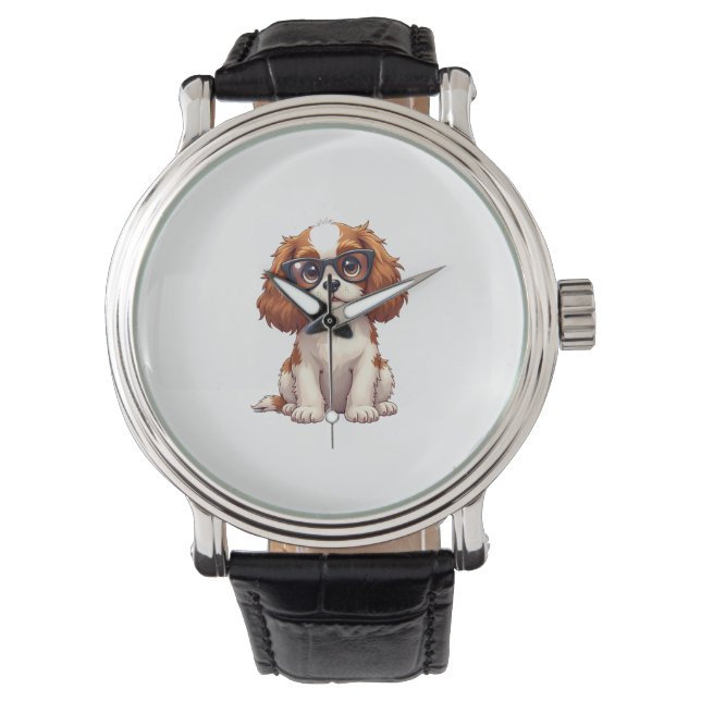 Een schattige hond koning Charles Spaniel Horloge (Voorkant)